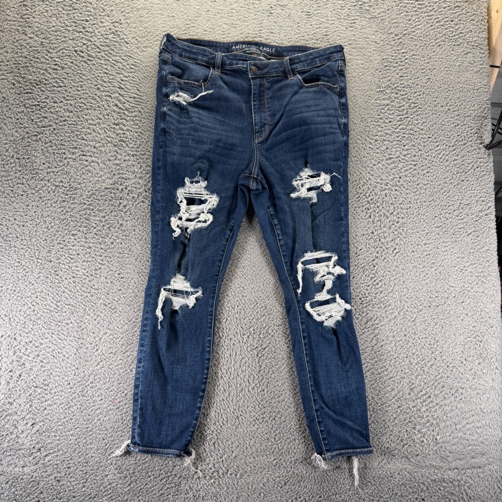 American Eagle Outfitters Next Level Jeans Women's 18 Blue Cotton Denim Jegging